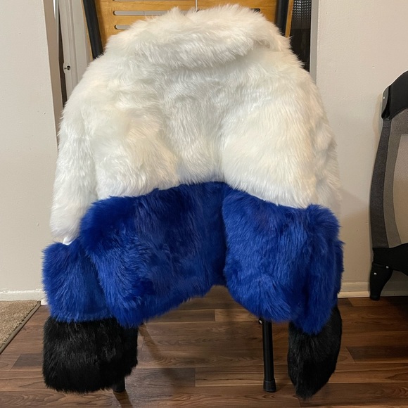 Whit/blue/black color block fux bomber Xl brand new - Picture 1 of 2